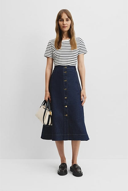 Australian Good Earth Cotton Slub Stripe T-Shirt