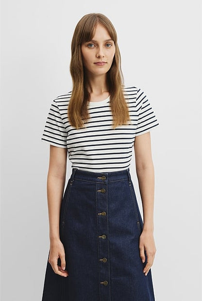 Australian Good Earth Cotton Slub Stripe T-Shirt
