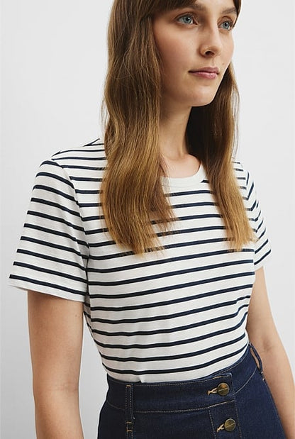 Australian Good Earth Cotton Slub Stripe T-Shirt
