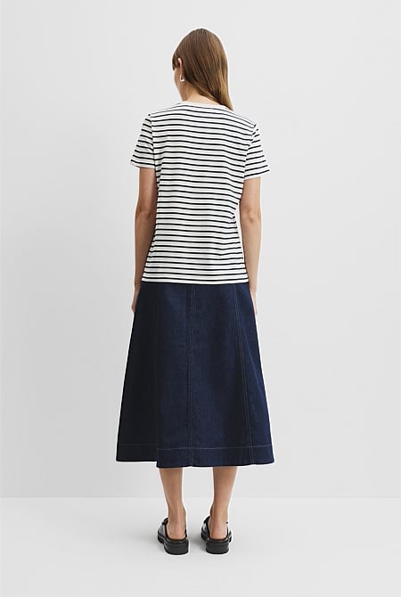 Australian Good Earth Cotton Slub Stripe T-Shirt