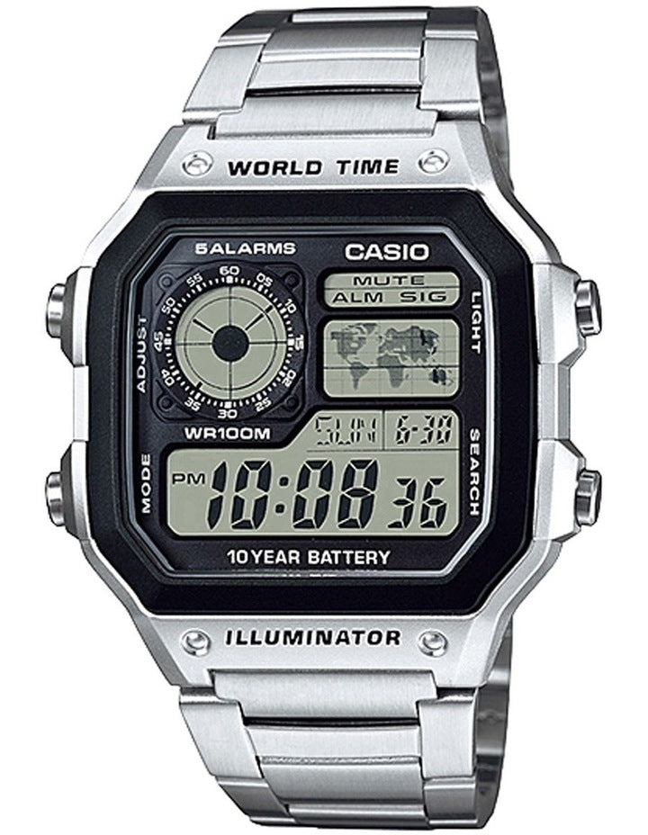 Stainless Steel Watch in Black/Silver
