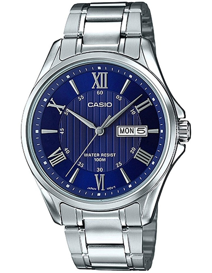 Stainless Steel Watch in Silver/Blue