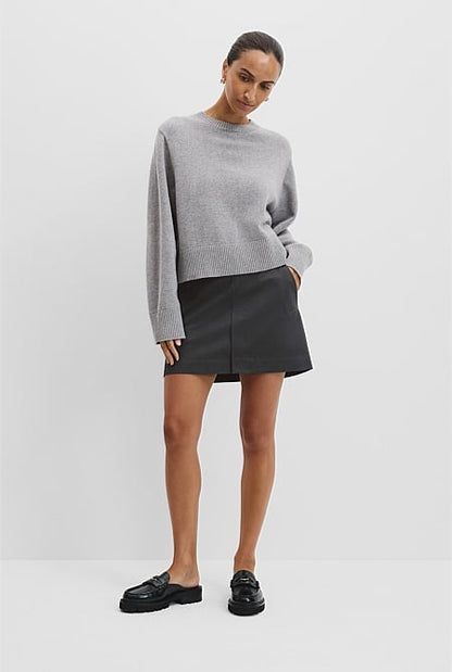 Organically Grown Cotton Blend Crop Crew Neck Knit