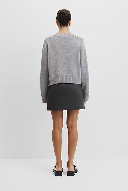 Organically Grown Cotton Blend Crop Crew Neck Knit