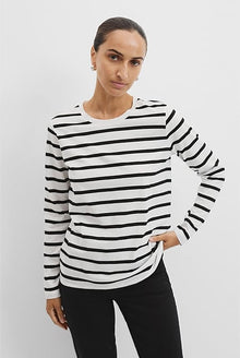 Australian Good Earth Cotton Textured Slub Stripe Long Sleeve T-Shirt.