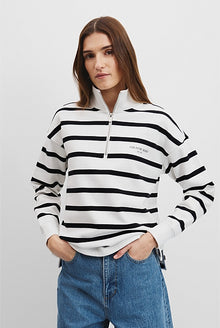 Australian Cotton Stripe Zip Collar Sweat