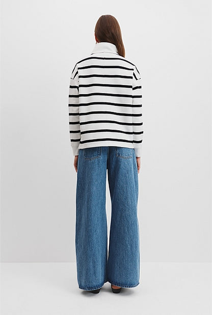 Australian Cotton Stripe Zip Collar Sweat
