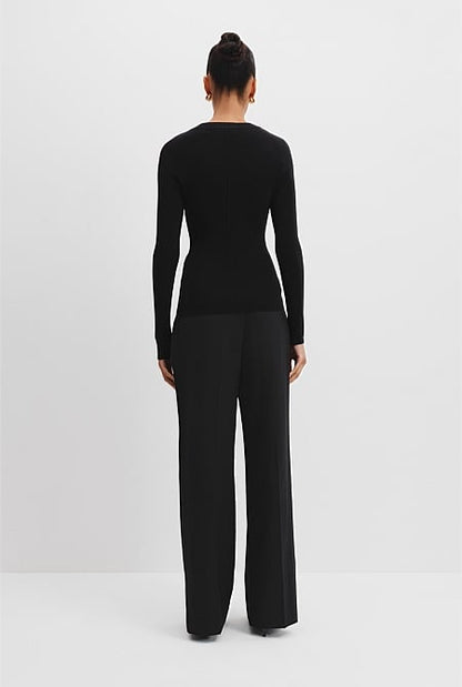 Australian Merino Wool Silk Long Sleeve Knit