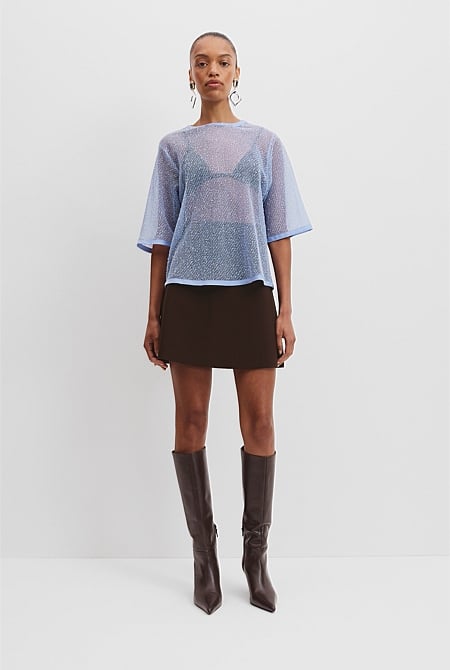 Tweed Lace Top