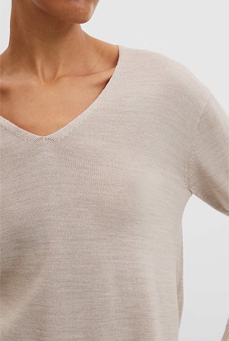 Verified Australian Merino Wool V-Neck Knit