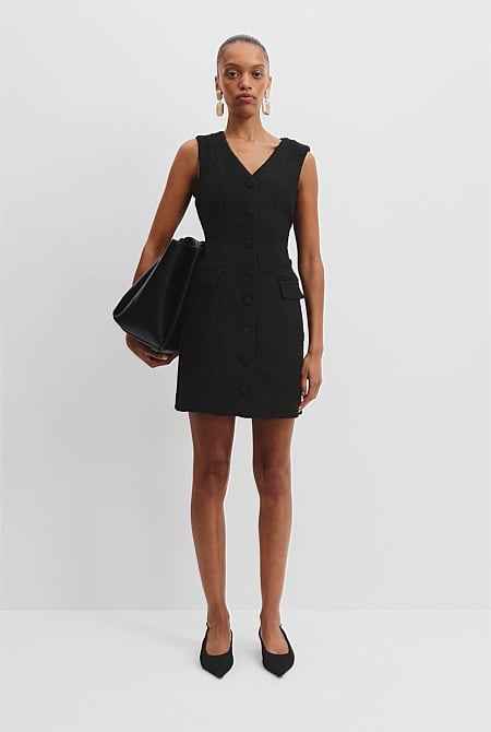 Tweed Button Mini Dress