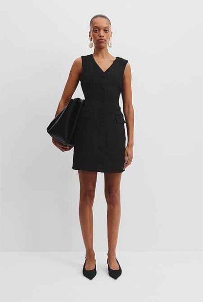 Tweed Button Mini Dress