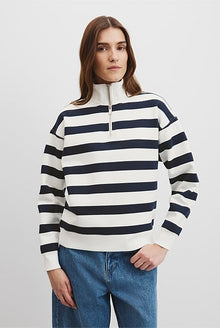 Australian Cotton Stripe Logo Neck Zip Sweat