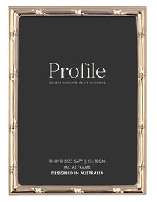 Bamboo Metal Photo Frame 4x6" in Rose Gold