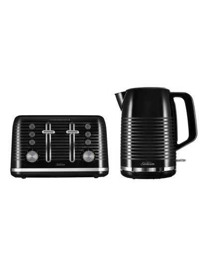 Rise and Shine Collection Kettle and Toaster Set Pack Up in Black