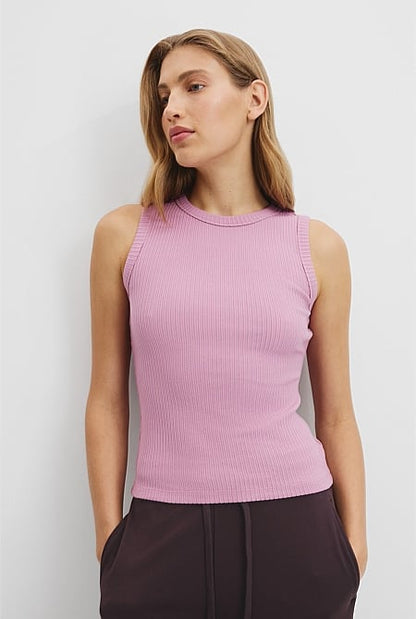Australian Cotton Blend High Neck Rib Tank