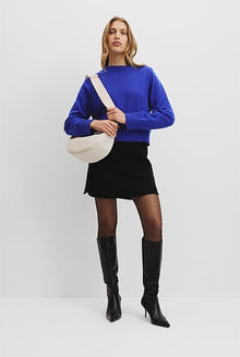 Organically Grown Cotton Blend Crop Crew Neck Knit