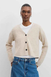 Merino Wool Rib Knit Cardigan