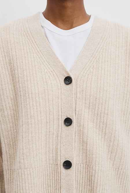 Merino Wool Rib Knit Cardigan