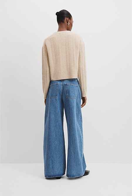 Merino Wool Rib Knit Cardigan