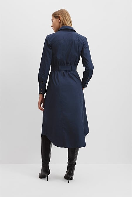 Belted Cotton Midi Dress