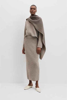 Melange Knit Midi Skirt