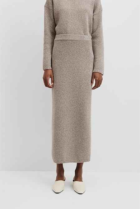 Melange Knit Midi Skirt