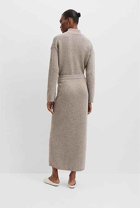 Melange Knit Midi Skirt