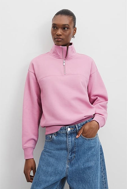 Australian Cotton Logo Half Zip Neck Sweat