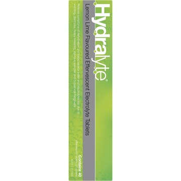 Hydralyte Effervescent Lemon/ Lime 40 pack