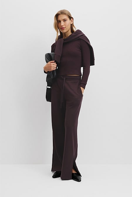 Australian Cotton Long Sleeve Fitted Rib Top
