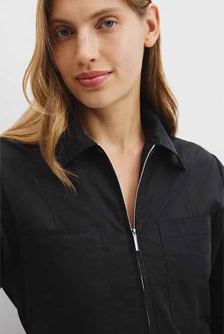 Zip Long Sleeve Mini Dress
