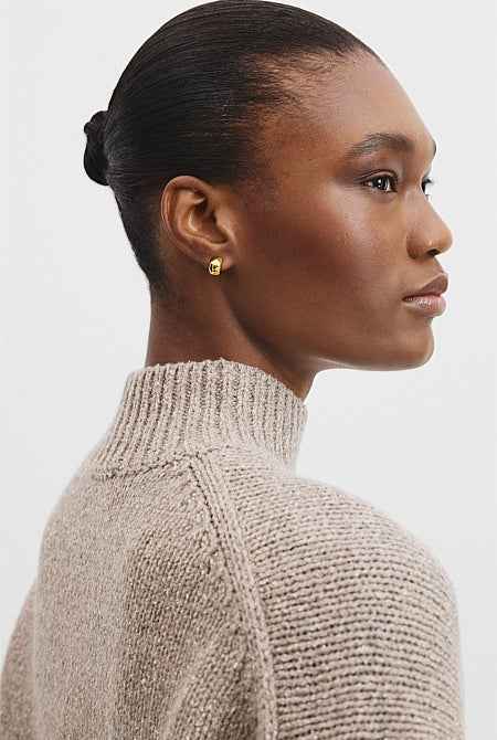 Melange Mock Neck Knit
