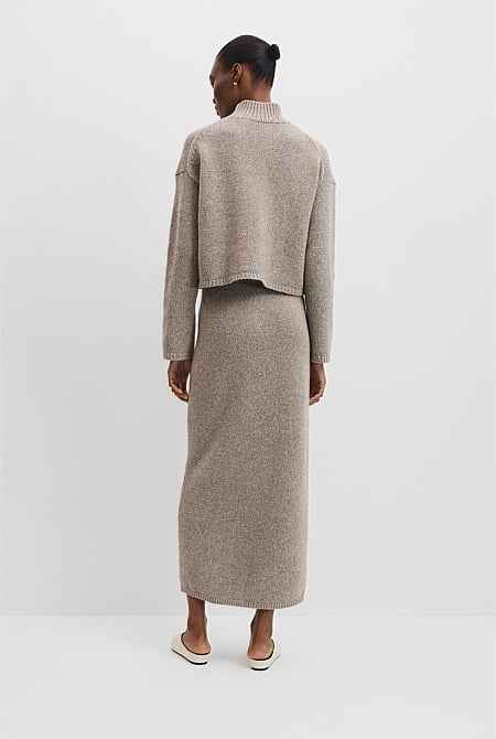 Melange Mock Neck Knit
