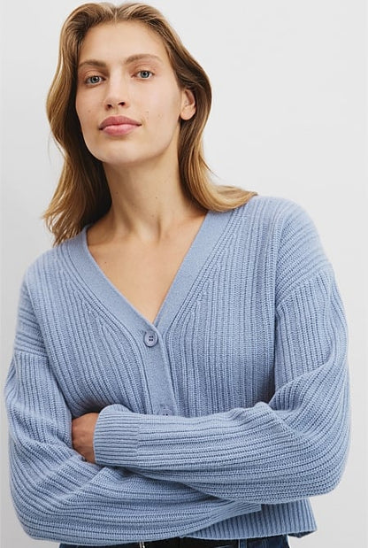 Merino Wool Rib Knit Cardigan