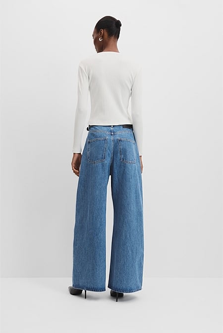 Australian Cotton Long Sleeve Fitted Rib Top