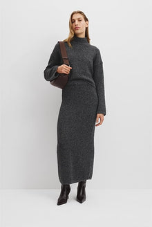 Melange Knit Midi Skirt
