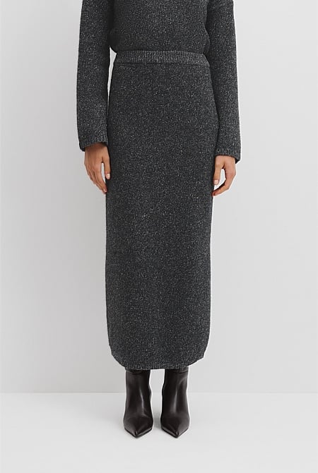 Melange Knit Midi Skirt