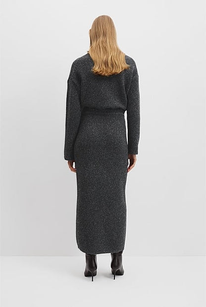 Melange Knit Midi Skirt