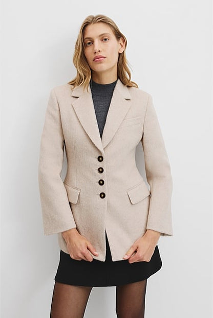 Recycled Wool Blend Soft Hair Blazer