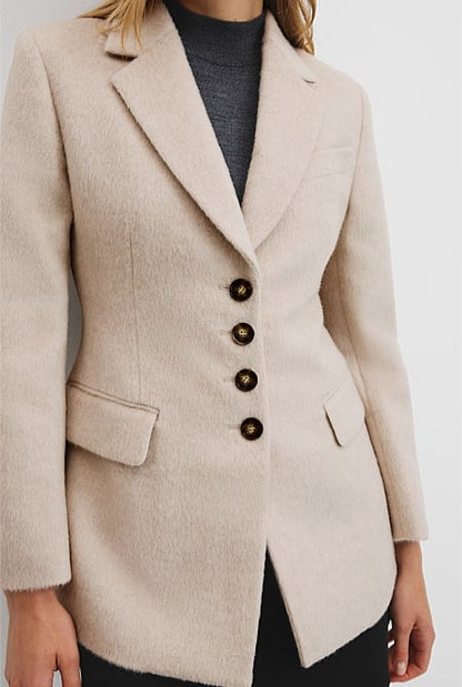 Recycled Wool Blend Soft Hair Blazer