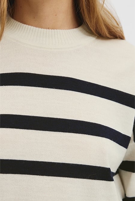 Verified Australian Merino Wool Stripe Crew Neck Knit