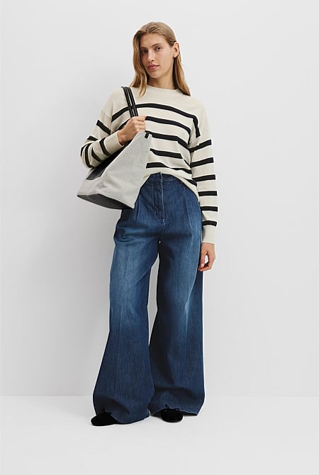 Verified Australian Merino Wool Stripe Crew Neck Knit