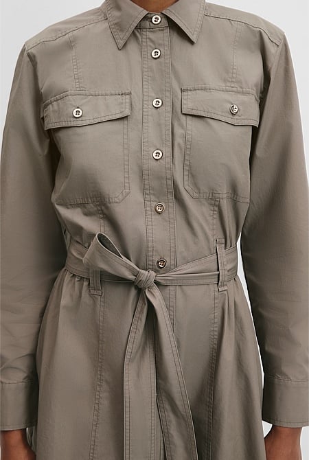 Belted Cotton Midi Dress