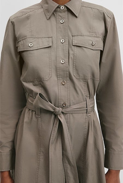 Belted Cotton Midi Dress