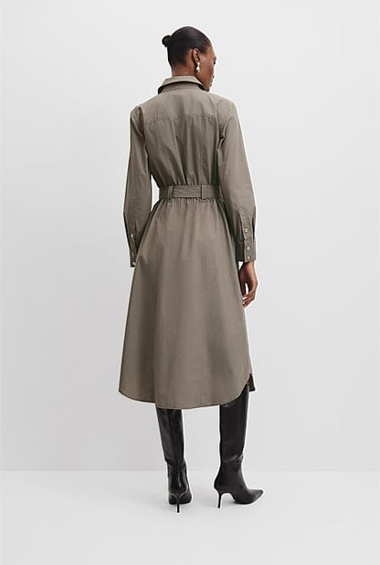 Belted Cotton Midi Dress