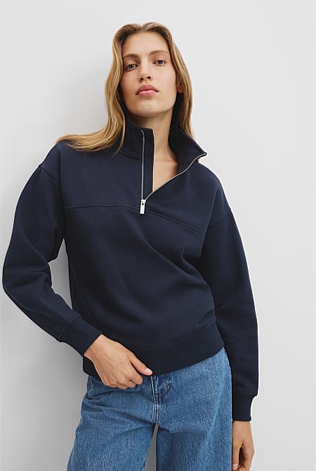 Australian Cotton Logo Half Zip Neck Sweat