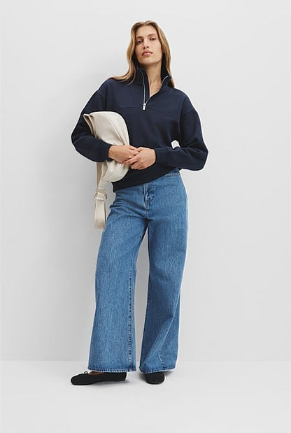 Australian Cotton Logo Half Zip Neck Sweat