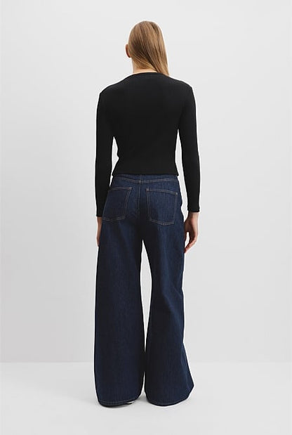 Australian Cotton Long Sleeve Fitted Rib Top
