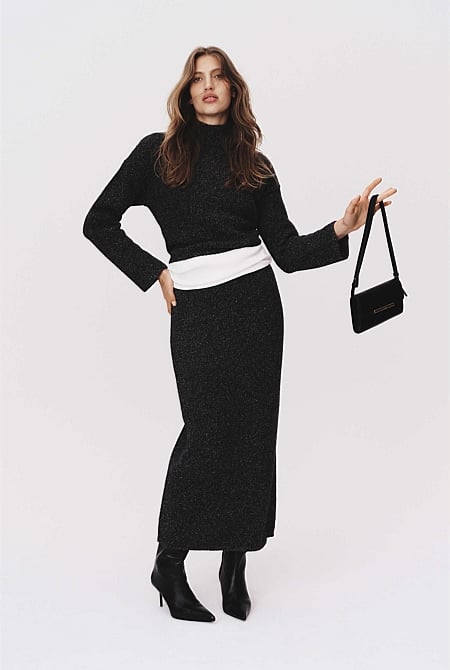 Melange Mock Neck Knit